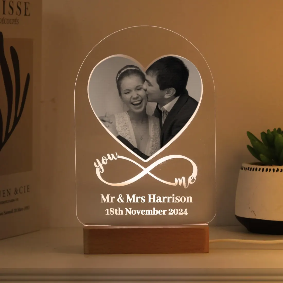 Personalised Heart Photo LED Light, Custom Engraved Acrylic Lamp — photo 5