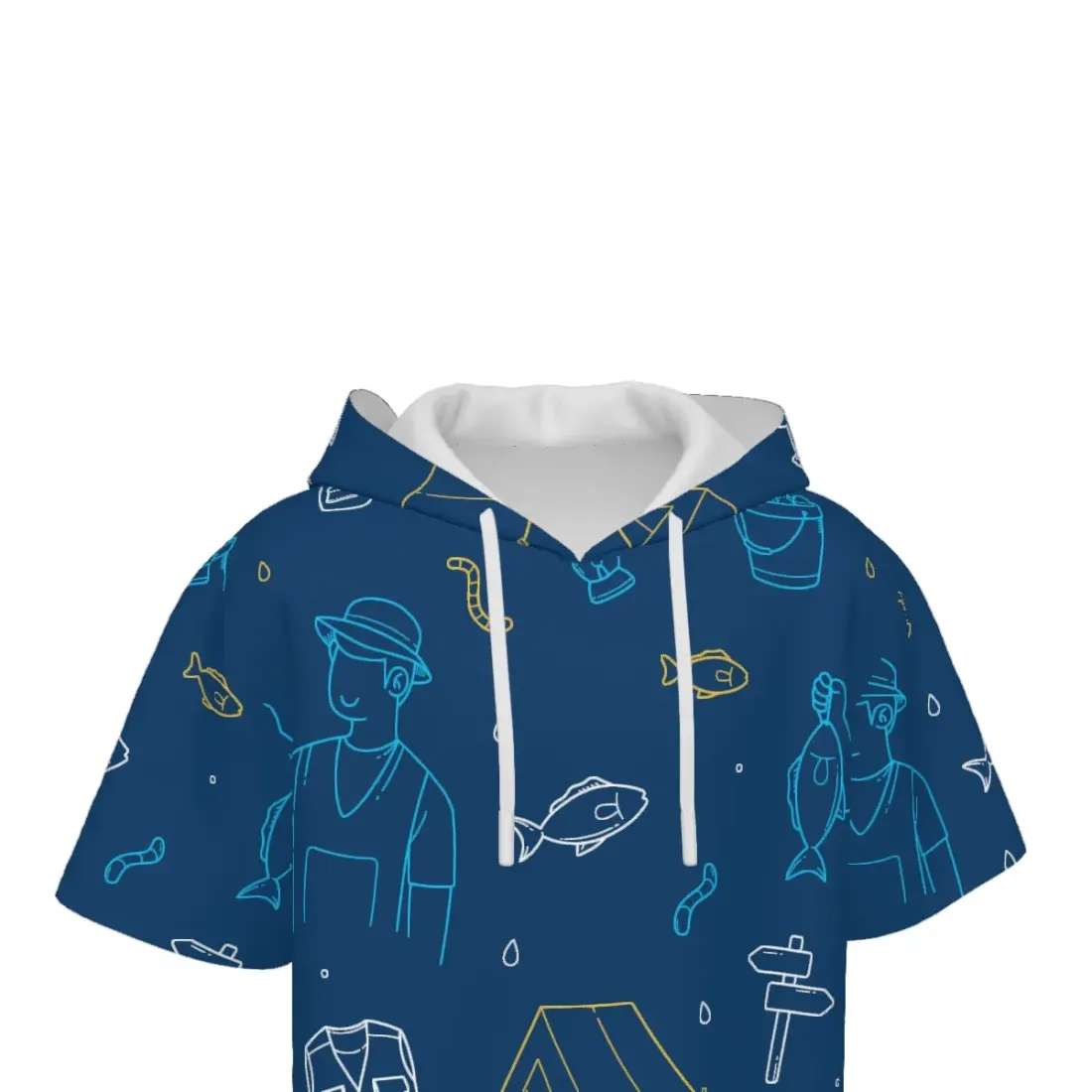 Men's Short Sleeve Drawstring Front Pocket Hoodie — photo 5