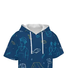 Men's Short Sleeve Drawstring Front Pocket Hoodie thumbnail 5