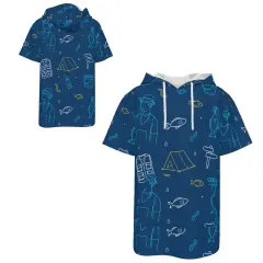 Men's Short Sleeve Drawstring Front Pocket Hoodie thumbnail 6