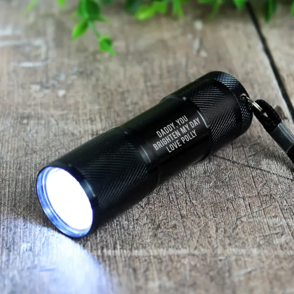 Personalised Mini LED Torch, Custom Message Pocket Light, Dad Birthday Gift, Fathers Day Gift