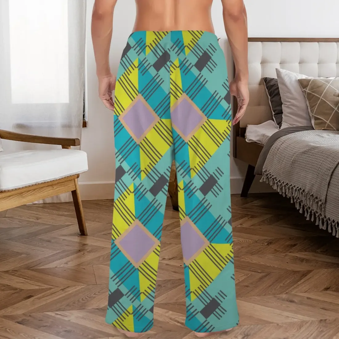 Custom Men's Flannel Pajama Trousers (Model L76) — photo 2