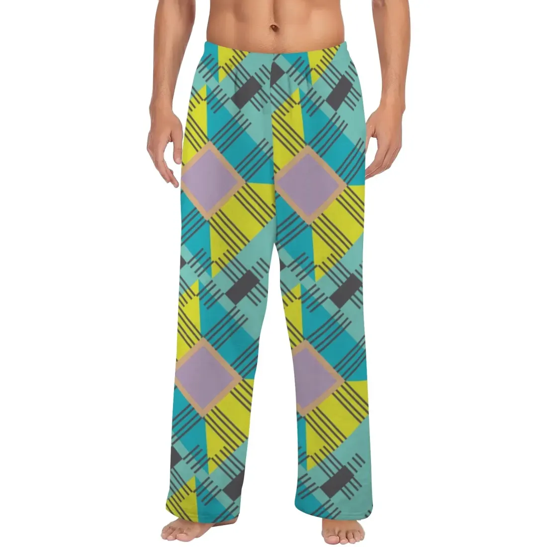 Custom Men's Flannel Pajama Trousers (Model L76) — photo 3