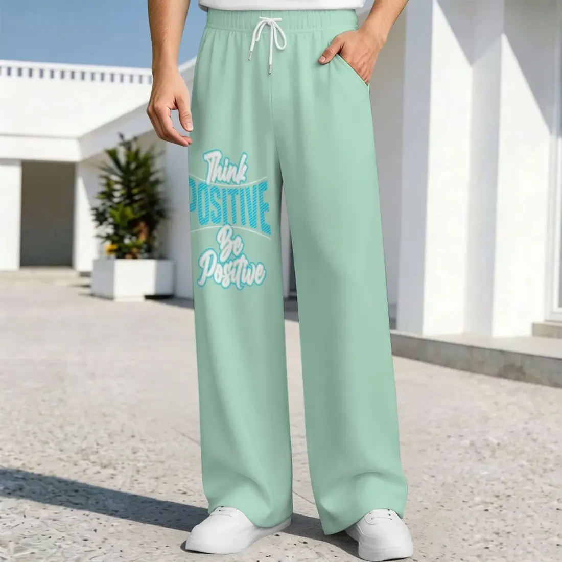 Men's Drawstring Wide Leg Casual Pants