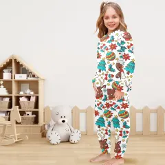 Little Girls' Crew Neck Long Pajama Set (Model Sets 18) thumbnail 1