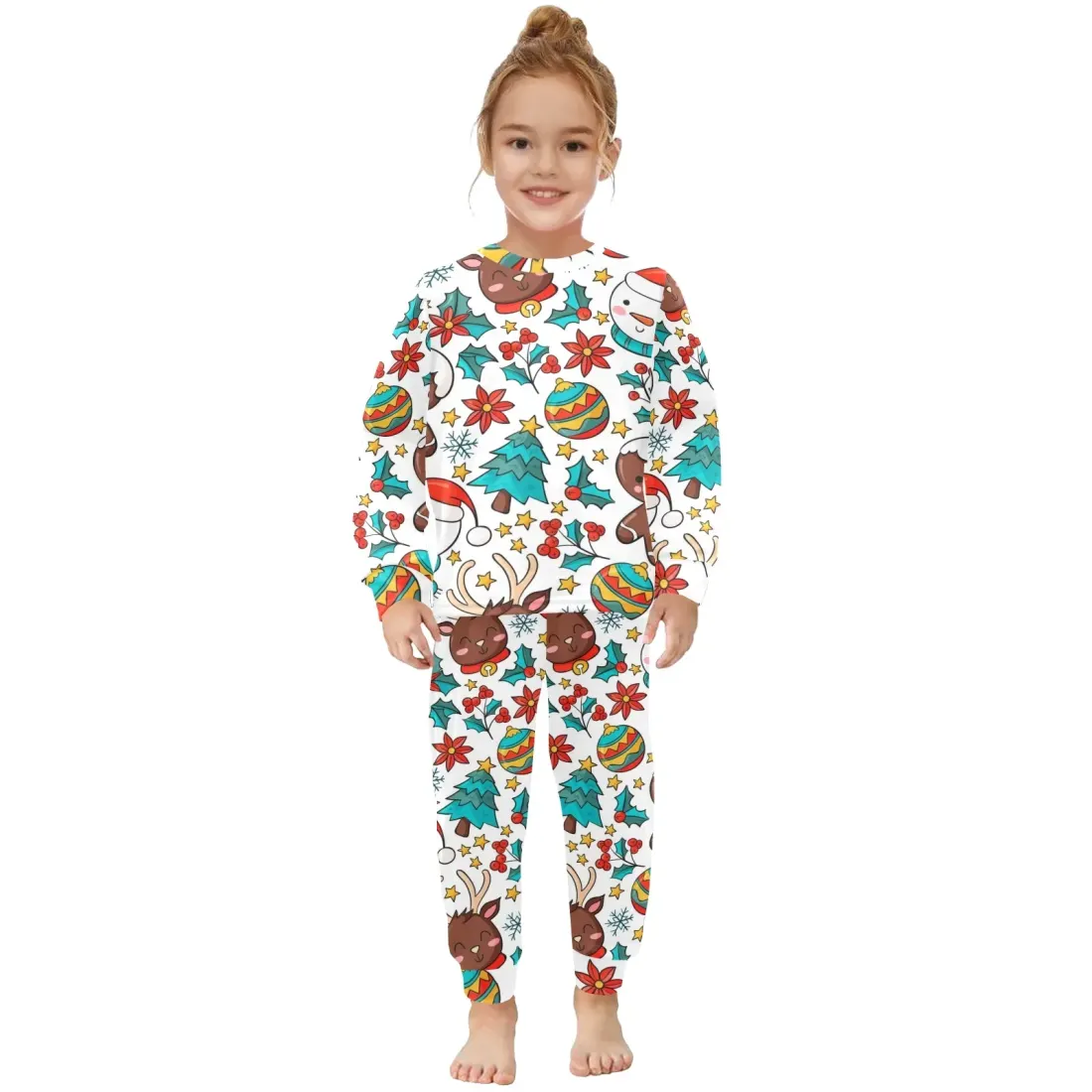 Little Girls' Crew Neck Long Pajama Set (Model Sets 18) — photo 2