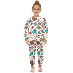 Little Girls' Crew Neck Long Pajama Set (Model Sets 18) thumbnail 2
