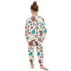 Little Girls' Crew Neck Long Pajama Set (Model Sets 18) thumbnail 4