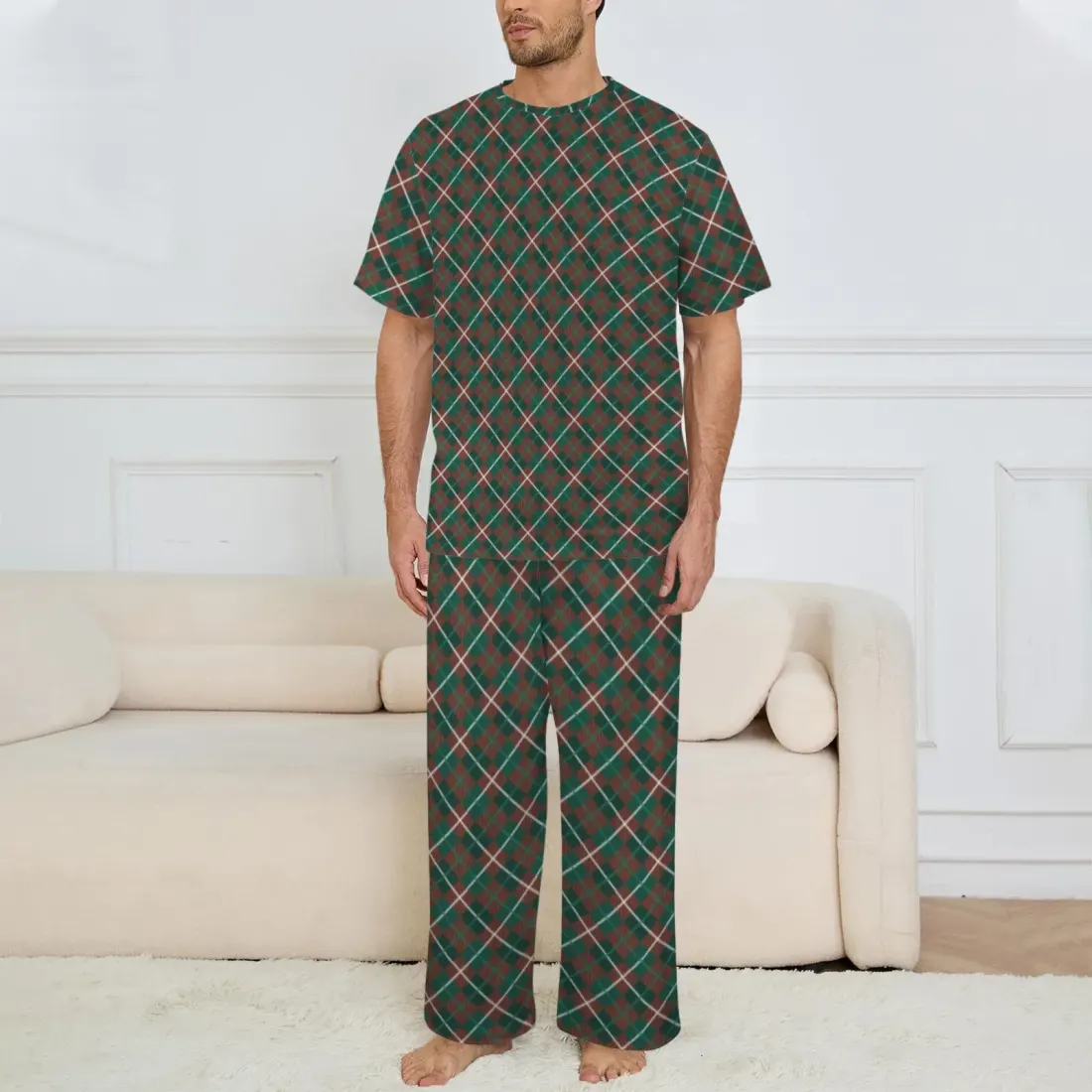 Men's Crew Neck Pajama Set (Model Sets 31)