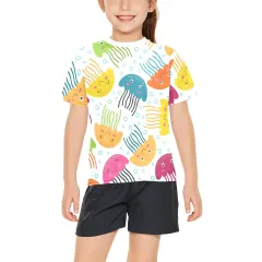 Big Girls' All Over Print Crew Neck T-Shirt(Model T40-2) thumbnail 1