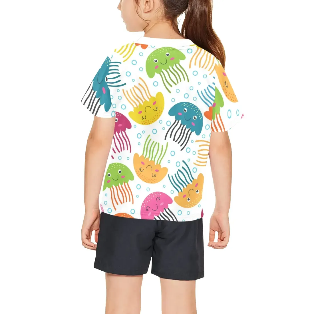 Big Girls' All Over Print Crew Neck T-Shirt(Model T40-2) — photo 2