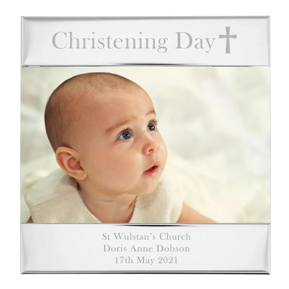 Personalised Christening Photo Frame, Engraved Cross Keepsake (6x4) — photo 5