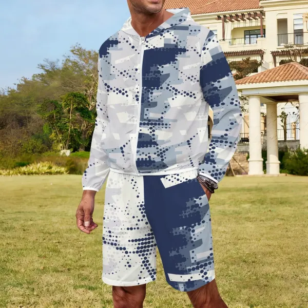 Men's Lightweight Outdoor Hoodie & Shorts Set (Model Sets 34)