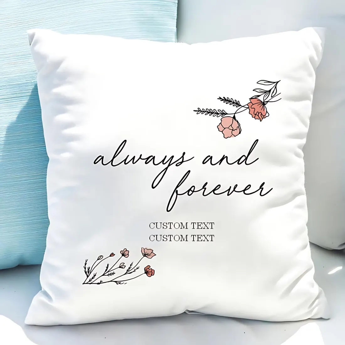 Personalised Floral Anniversary Cushion, Romantic Wedding Gift, UK Home Décor — photo 2