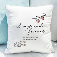 Personalised Floral Anniversary Cushion, Romantic Wedding Gift, UK Home Décor thumbnail 3