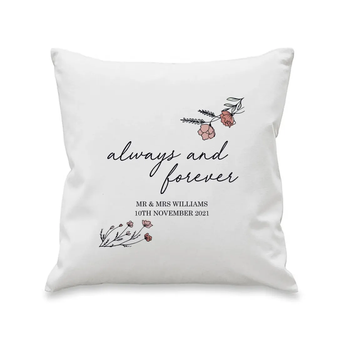 Personalised Floral Anniversary Cushion, Romantic Wedding Gift, UK Home Décor — photo 4