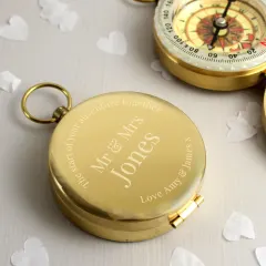 Personalised Engraved Brass Pocket Compass, Wedding Usher Groomsman Gift thumbnail 4