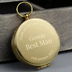 Personalised Engraved Brass Pocket Compass, Wedding Usher Groomsman Gift thumbnail 5