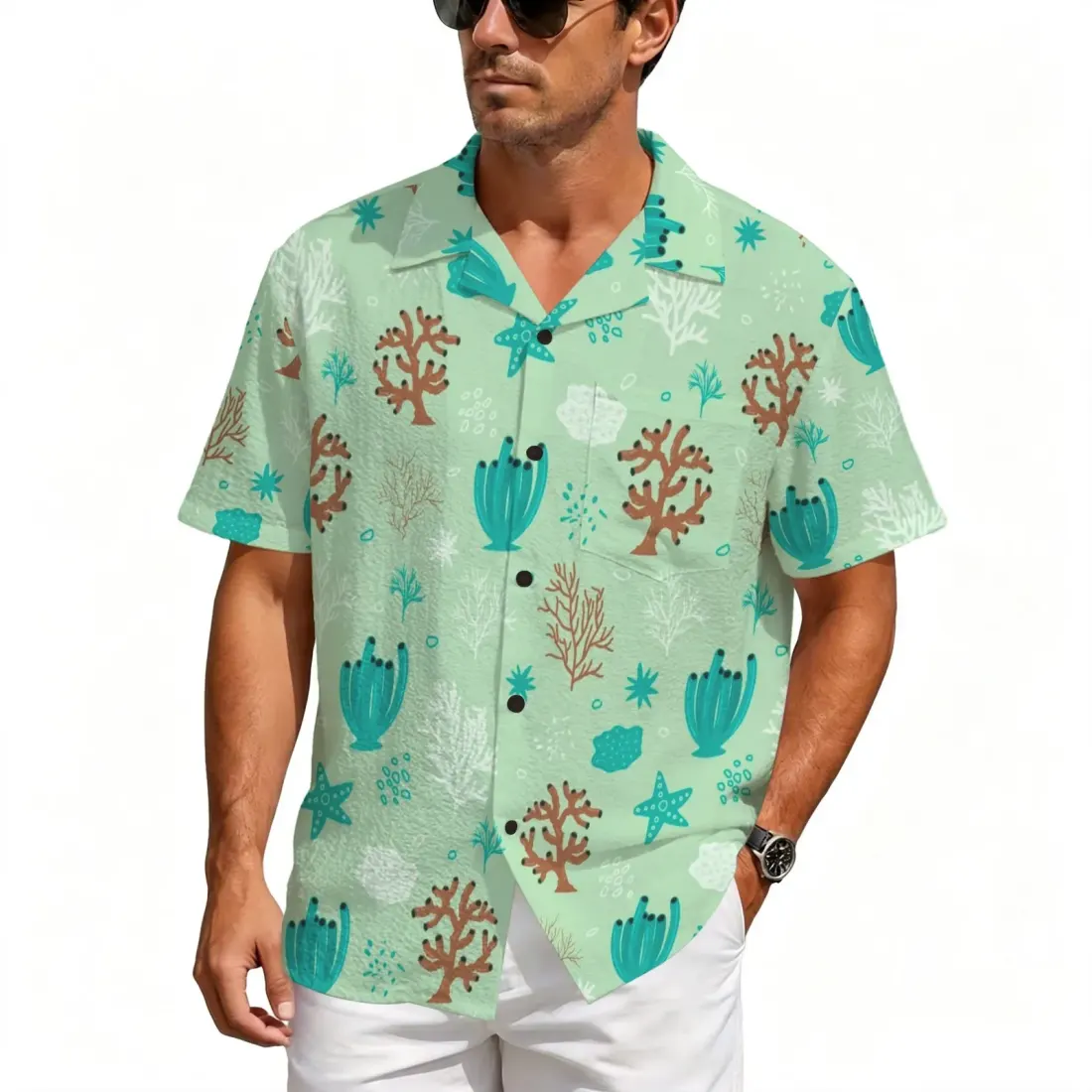 Custom Men's Crinkle Short Sleeve Shirt ( Model T87 ) — photo 3