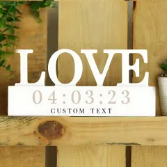 Personalised LOVE Wooden Ornament, Custom Date Names, Wedding Anniversary Couple Gift thumbnail 2