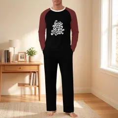 Men's Raglan Long Sleeve Crew Neck Pajama Set thumbnail 1