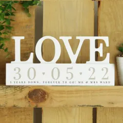 Personalised LOVE Wooden Ornament, Custom Date Names, Wedding Anniversary Couple Gift thumbnail 4