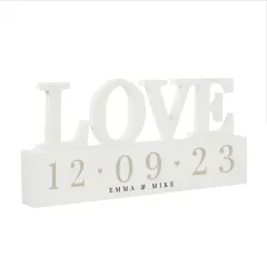Personalised LOVE Wooden Ornament, Custom Date Names, Wedding Anniversary Couple Gift thumbnail 5