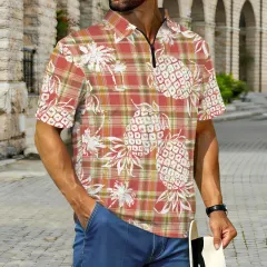 Custom Men's Zipper Polo Shirt ( Model T88 ) thumbnail 2