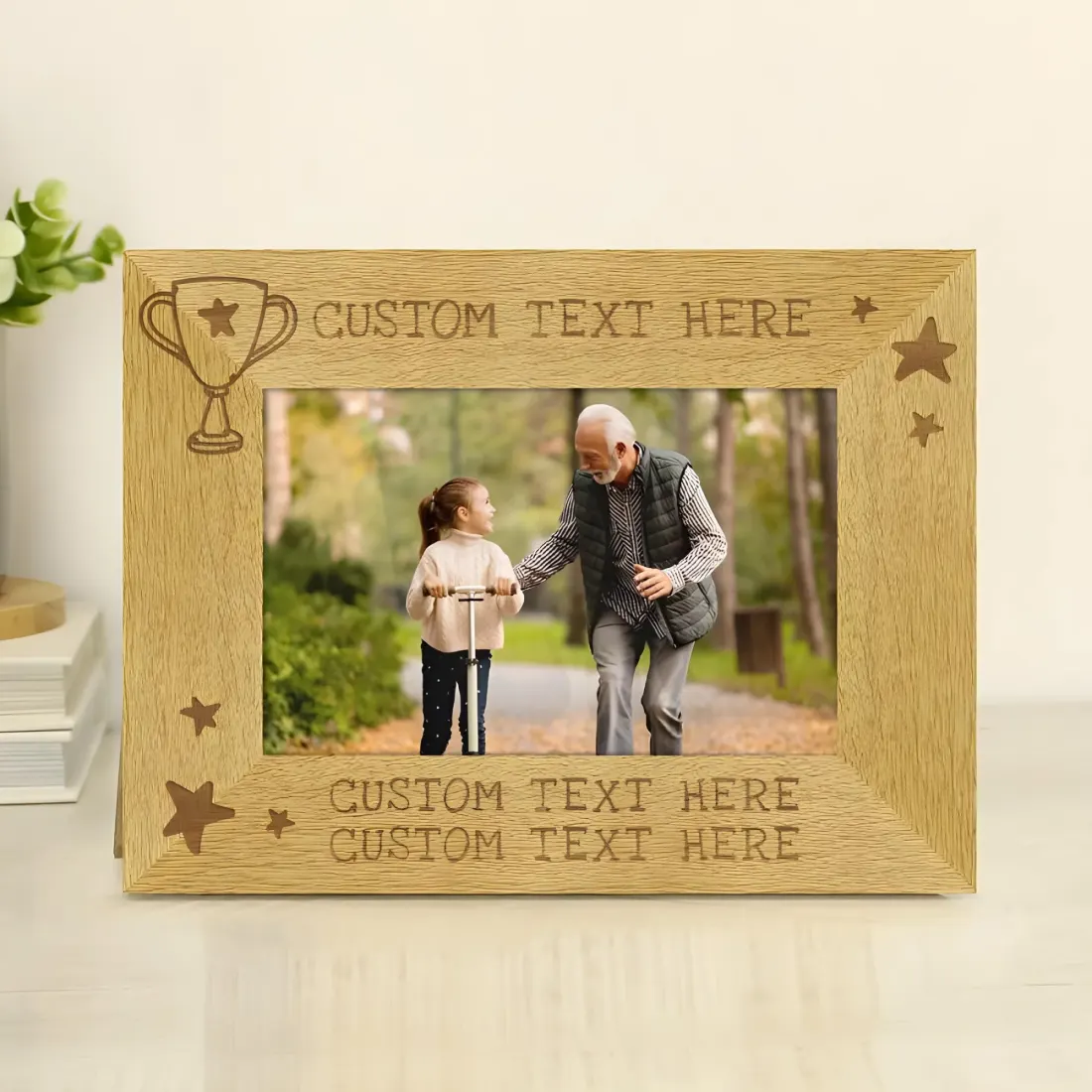 Personalised Wooden Photo Frame, Engraved 6x4 Landscape Gift for Grandad Dad and Teacher — photo 2
