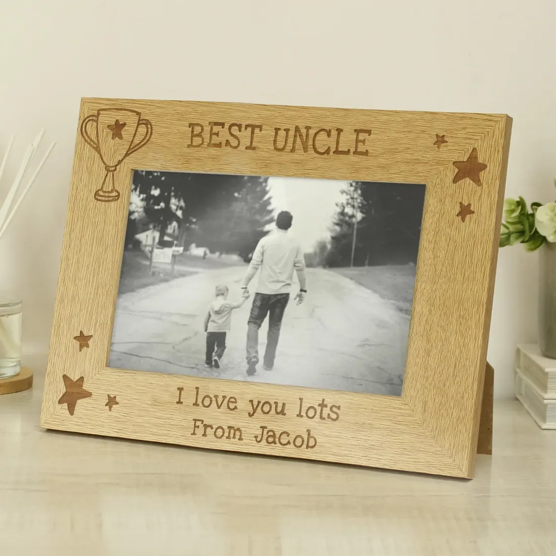 Personalised Wooden Photo Frame, Engraved 6x4 Landscape Gift for Grandad Dad and Teacher — photo 3