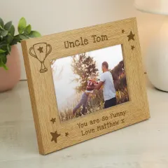 Personalised Wooden Photo Frame, Engraved 6x4 Landscape Gift for Grandad Dad and Teacher thumbnail 4