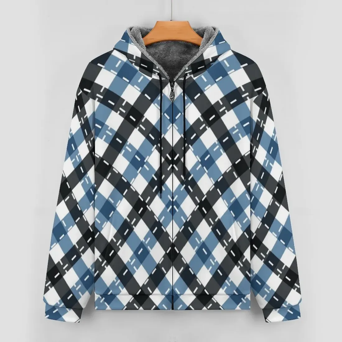 Double Layer Fleece Zippered Hoodie — photo 3