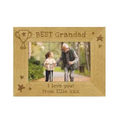 Personalised Wooden Photo Frame, Engraved 6x4 Landscape Gift for Grandad Dad and Teacher thumbnail 6