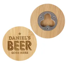 Custom Bamboo Bottle Opener Coaster, Engraved Bar Gift, Eco Friendly Drinks Accessory thumbnail 6